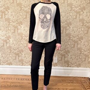 Aqua Cashmere Black and Cream Sweater